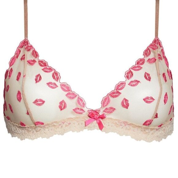 💋 NWT Hanky Panky Sheer Tulle Mesh Lips Kisses Mmmwah Bralette SIZE XS - Picture 10 of 16